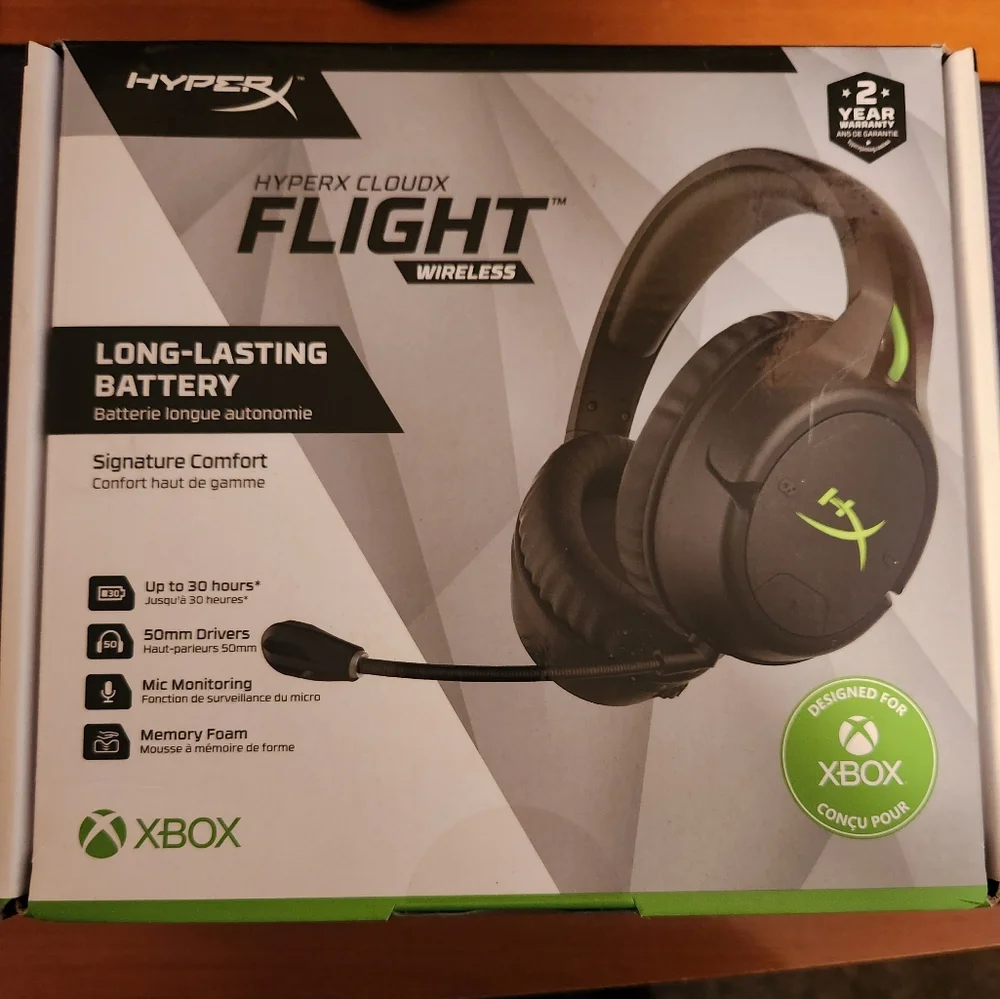 HyperX-CloudX Flight Wireless Gaming Headset for Xbox X|S and Xbox One-Black NIB
